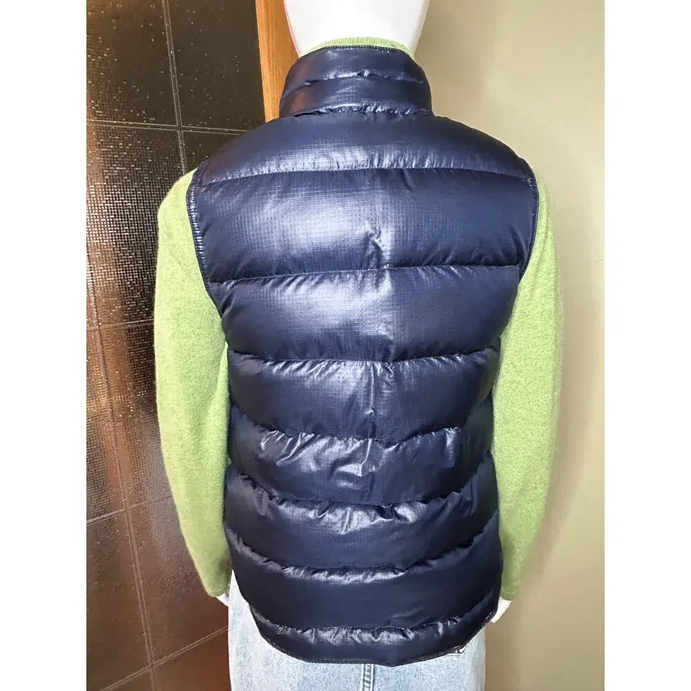 J. Crew Down Puffer Vest Shiny Navy Snap Up Zip Size Womens XS - Picture 7 of 11